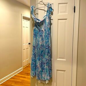 Lilly Pulitzer tie-shoulder dress, smocked bodice, size XL